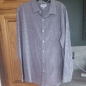 Haggar Men's Black and White Gingham Shirt Sz L